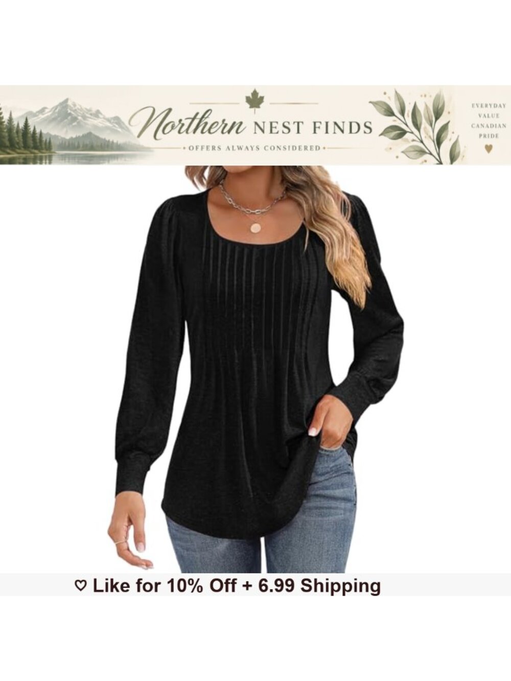 Women's Puff Long Sleeve Pleated Tunic Blouse Boho Dressy Top